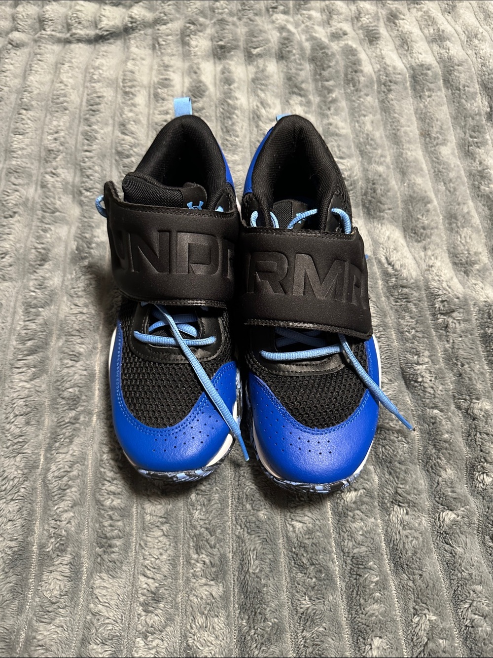 Under Armour Youth Black and Royal Blue Hook-and-Loop Athletic Sneakers